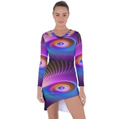 Fractal Illusion Asymmetric Cut-out Shift Dress