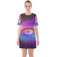 Fractal Illusion Sixties Short Sleeve Mini Dress