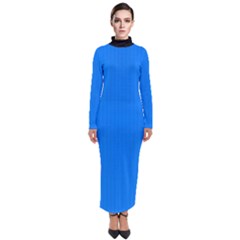 Azure Blue - Turtleneck Maxi Dress by FashionLane