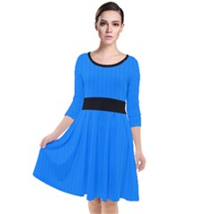 Azure Blue - Quarter Sleeve Waist Band Dress by FashionLane