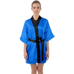 Azure Blue - Half Sleeve Satin Kimono  by FashionLane