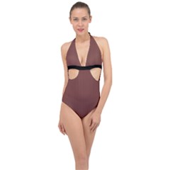 Bole Brown - Halter Front Plunge Swimsuit by FashionLane