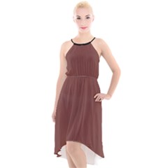 Bole Brown - High-low Halter Chiffon Dress  by FashionLane