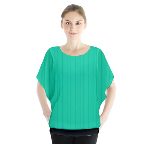 Caribbean Green - Batwing Chiffon Blouse by FashionLane