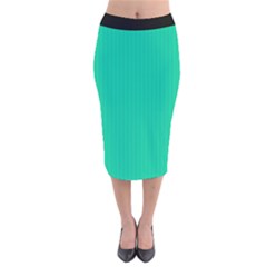 Caribbean Green - Velvet Midi Pencil Skirt by FashionLane