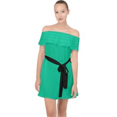 Caribbean Green - Off Shoulder Chiffon Dress by FashionLane