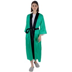 Caribbean Green - Maxi Satin Kimono by FashionLane