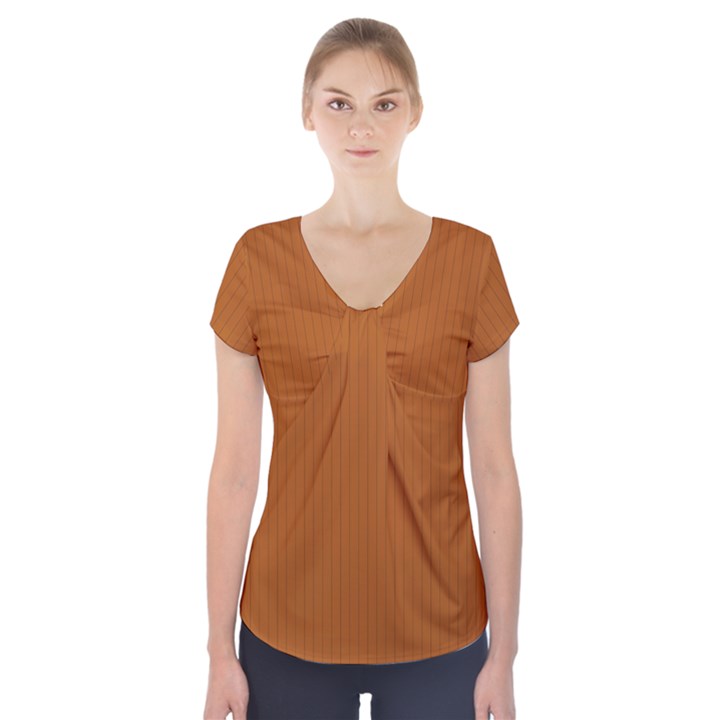 Bronze Orange - Short Sleeve Front Detail Top