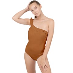 Bronze Orange - Frilly One Shoulder Swimsuit by FashionLane