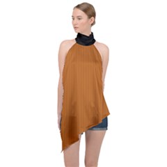 Bronze Orange - Halter Asymmetric Satin Top by FashionLane