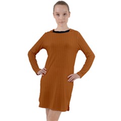 Bronze Orange - Long Sleeve Hoodie Dress by FashionLane