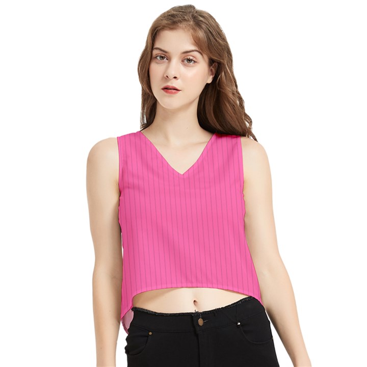 Brilliant Rose - V-Neck Cropped Tank Top