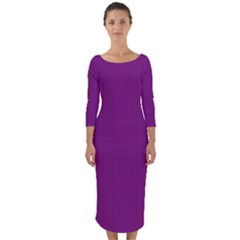 Dark Orchid - Quarter Sleeve Midi Bodycon Dress by FashionLane