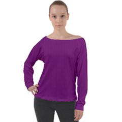 Dark Orchid - Off Shoulder Long Sleeve Velour Top by FashionLane