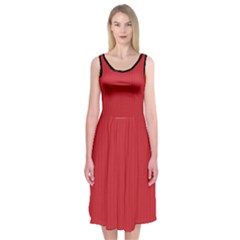 Flame Scarlet - Midi Sleeveless Dress by FashionLane