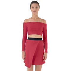 Flame Scarlet - Off Shoulder Top With Skirt Set by FashionLane