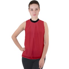 Flame Scarlet - Mock Neck Chiffon Sleeveless Top by FashionLane