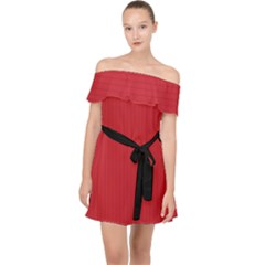 Flame Scarlet - Off Shoulder Chiffon Dress by FashionLane