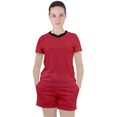 Flame Scarlet - Women s Tee And Shorts Set by FashionLane