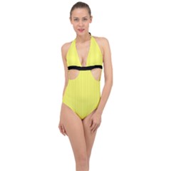 Laser Lemon - Halter Front Plunge Swimsuit by FashionLane