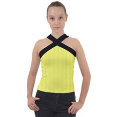 Laser Lemon - Cross Neck Velour Top by FashionLane