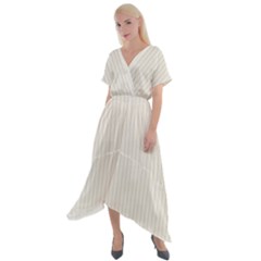 Coconut Milk - Cross Front Sharkbite Hem Maxi Dress by FashionLane