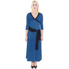 Classic Blue - Quarter Sleeve Wrap Maxi Dress by FashionLane