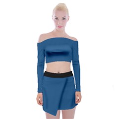 Classic Blue - Off Shoulder Top With Mini Skirt Set by FashionLane