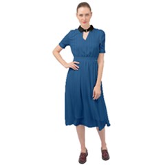 Classic Blue - Keyhole Neckline Chiffon Dress by FashionLane