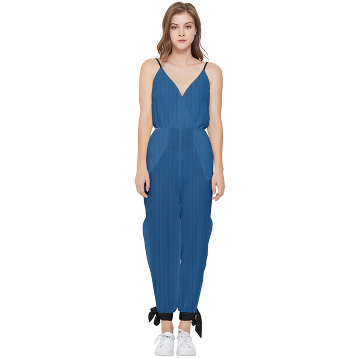 Classic Blue - Sleeveless Tie Ankle Jumpsuit