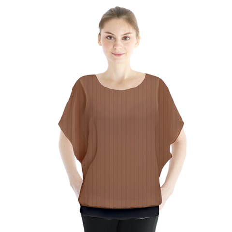 Caramel Cafe Brown - Batwing Chiffon Blouse by FashionLane