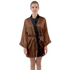 Caramel Cafe Brown - Long Sleeve Satin Kimono by FashionLane