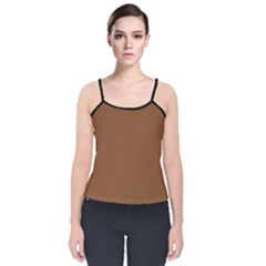 Caramel Cafe Brown - Velvet Spaghetti Strap Top by FashionLane