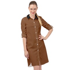 Caramel Cafe Brown - Long Sleeve Mini Shirt Dress by FashionLane