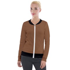 Caramel Cafe Brown - Velvet Zip Up Jacket by FashionLane