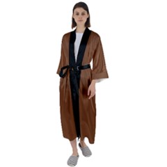 Caramel Cafe Brown - Maxi Satin Kimono by FashionLane