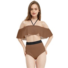 Caramel Cafe Brown - Halter Flowy Bikini Set  by FashionLane