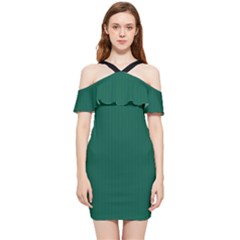 Christmas Green - Shoulder Frill Bodycon Summer Dress by FashionLane