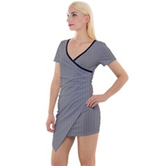 Battleship Grey - Short Sleeve Asymmetric Mini Dress by FashionLane