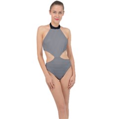 Battleship Grey - Halter Side Cut Swimsuit by FashionLane