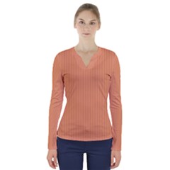 Cantaloupe Orange - V-neck Long Sleeve Top by FashionLane