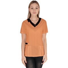 Cantaloupe Orange - Women s V-neck Scrub Top by FashionLane