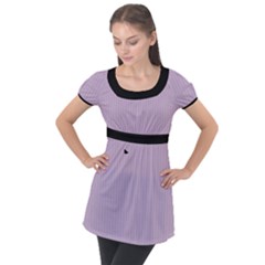 Wisteria Purple - Puff Sleeve Tunic Top by FashionLane