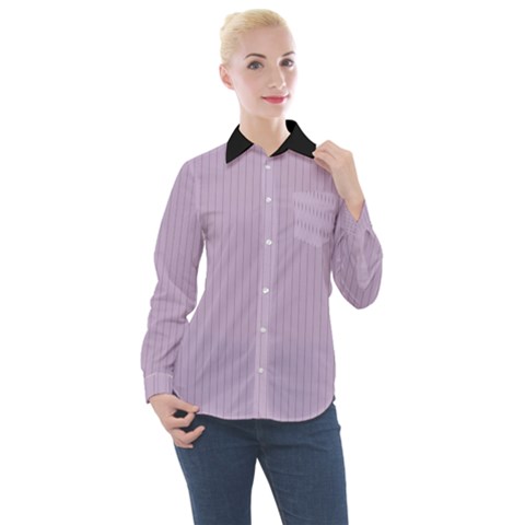 Wisteria Purple - Women s Long Sleeve Pocket Shirt by FashionLane