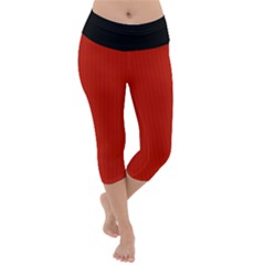 Christmas Red - Lightweight Velour Capri Yoga Leggings by FashionLane