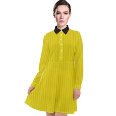 Citrine Yellow - Long Sleeve Chiffon Shirt Dress by FashionLane