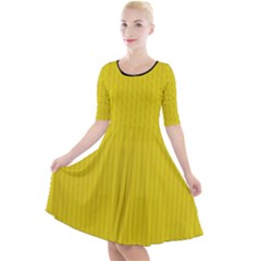 Citrine Yellow - Quarter Sleeve A-line Dress by FashionLane