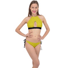 Citrine Yellow - Cross Front Halter Bikini Set by FashionLane