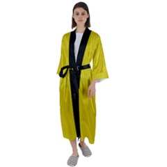 Citrine Yellow - Maxi Satin Kimono by FashionLane