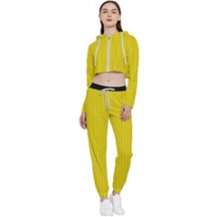 Citrine Yellow - Cropped Zip Up Lounge Set by FashionLane